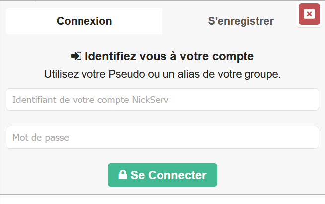 Formulaire connexion KiwiIRC vide
